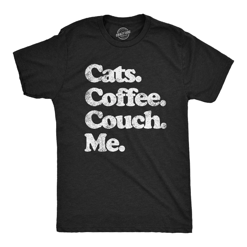 men's shirts with floral embroidery-Cats Coffee Couch Me Men's T Shirt