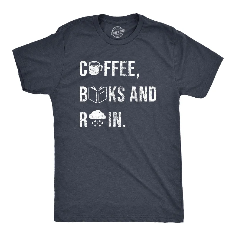 men's shirts for everyday stylish wear-Coffee Books And Rain Men's T Shirt