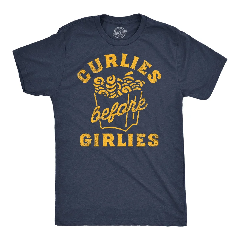 men's shirts with modern fit for a stylish silhouette-Curlies Before Girlies Men's T Shirt