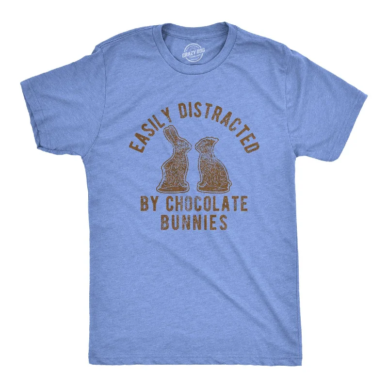 men's shirts with button-down collars for formal wear-Easily Distracted By Chocolate Bunnies Men's T Shirt