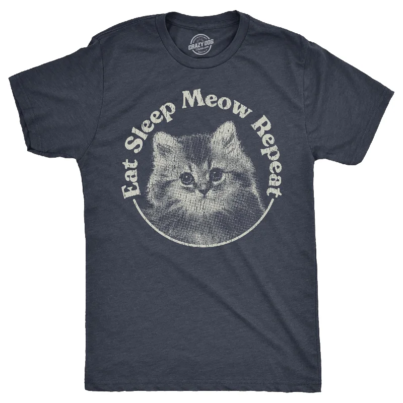 men's shirts with a smooth finish for sleek looks-Eat Sleep Meow Repeat Men's T Shirt