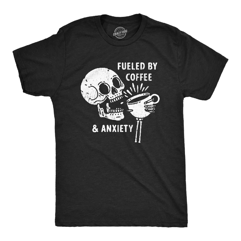 men's shirts for everyday wear-Fueled By Coffee And Anxiety Men's T Shirt