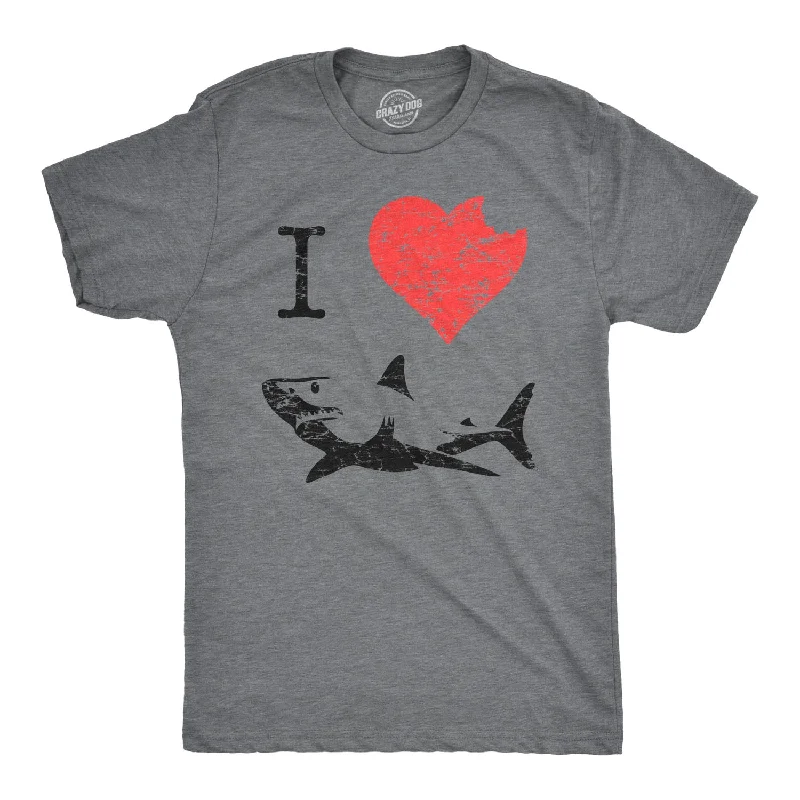 men's shirts for relaxed office looks-I Love Sharks Men's T Shirt