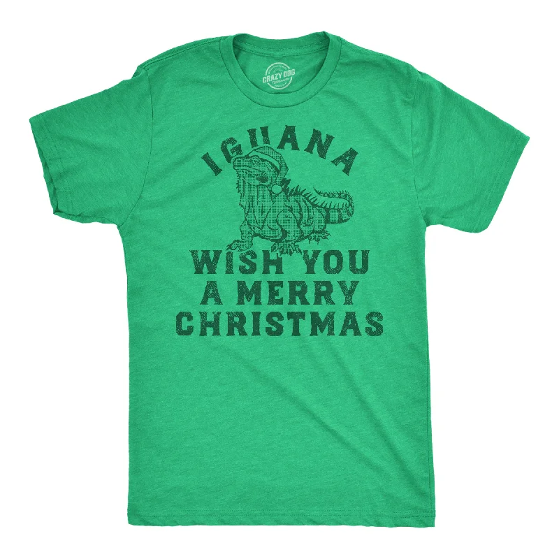 men's shirts for holiday season parties-Iguana Wish You A Merry Christmas Men's T Shirt