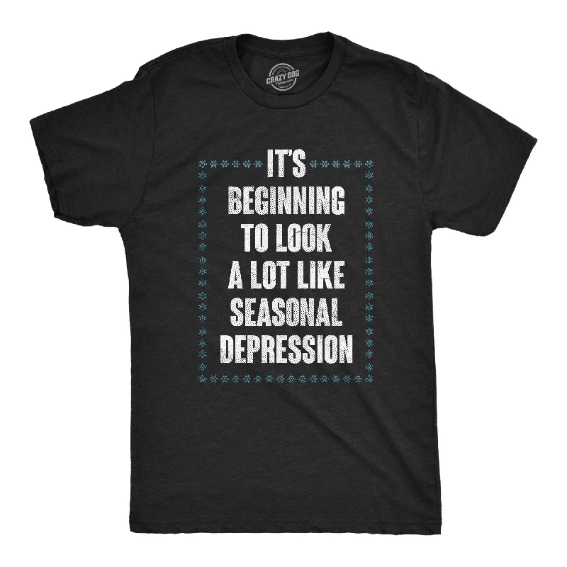 men's shirts for upscale office attire-Its Beginning To Look A Lot Like Seasonal Depression Men's T Shirt