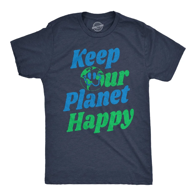 men's shirts with contrasting color trims for detail-Keep Our Planet Happy Men's T Shirt