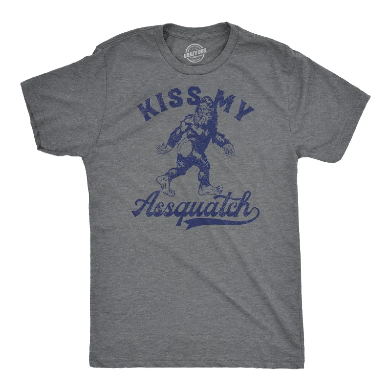 men's shirts with clean lines for minimalist style-Kiss My Assquatch Men's T Shirt