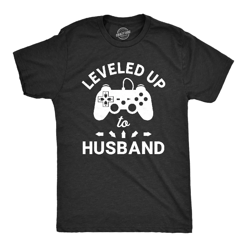 men's shirts with bold stripes for a modern feel-Leveled Up To Husband Men's T Shirt