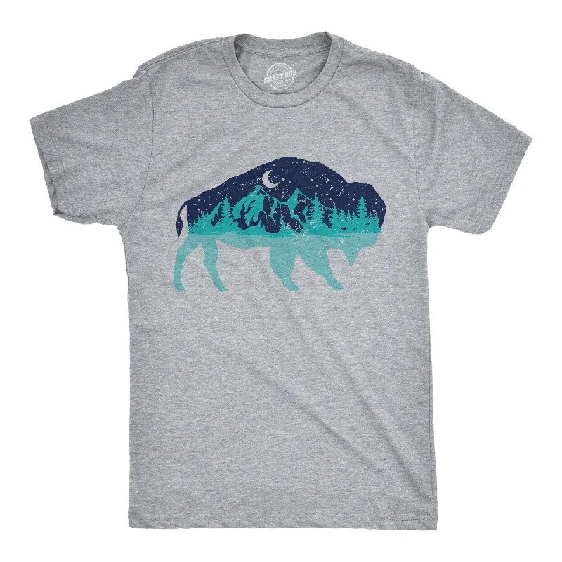 men's shirts with contemporary prints for modern men-Nature Bison Men's T Shirt