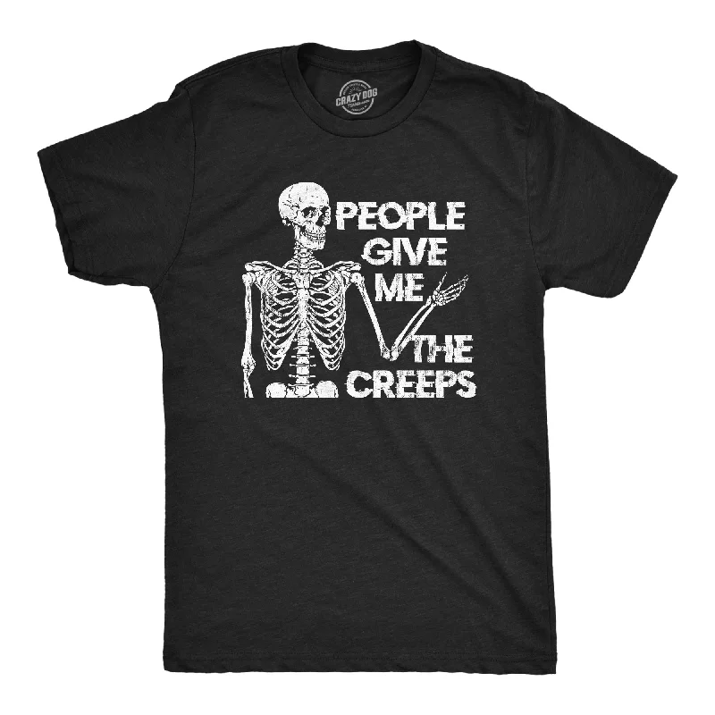 men's shirts for stylish evening events-People Give Me The Creeps Skeleton Men's T Shirt