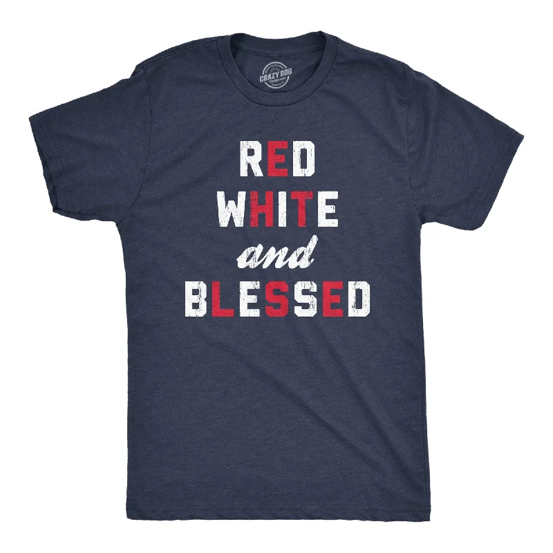 men's shirts for smart-casual dinner parties-Red White And Blessed Men's T Shirt