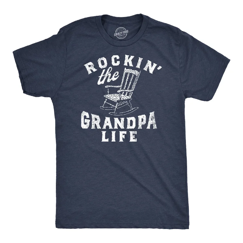 men's shirts with lightweight cotton fabric-Rockin The Grandpa Life Men's T Shirt