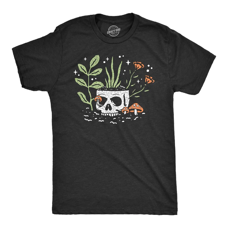 men's shirts with long sleeves for fall and winter-Skull Flowers Men's T Shirt