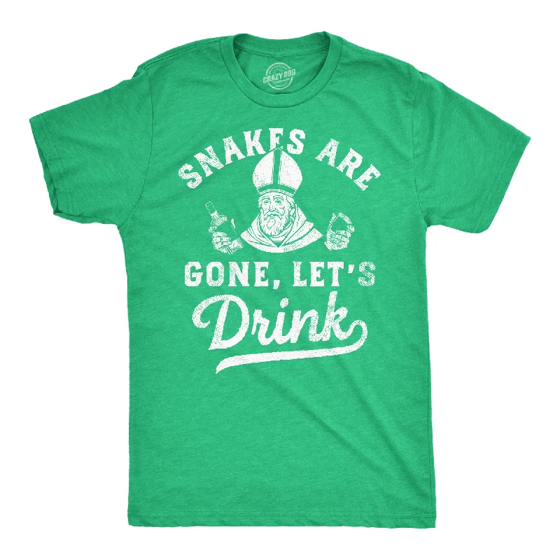 men's shirts with simple designs for classic style-Snakes Are Gone Lets Drink Men's T Shirt