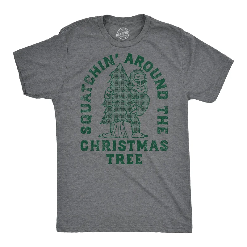 men's shirts for chic office looks-Squatchin Around Christmas Tree Men's T Shirt