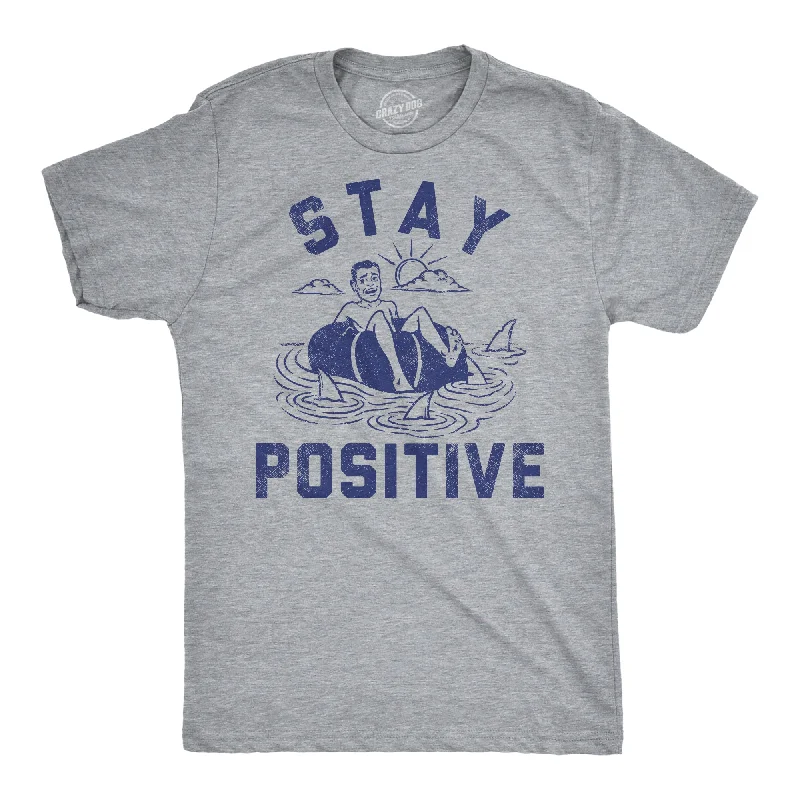 men's shirts with long sleeves for fall and winter-Stay Positive Shark Attack Men's T Shirt