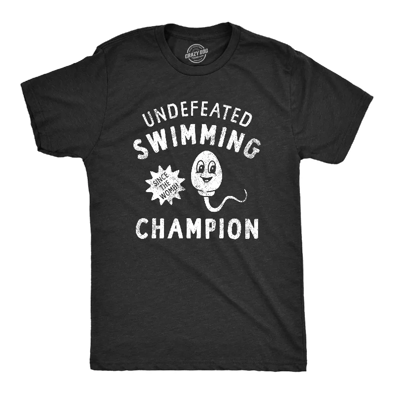 men's shirts for casual travel with style-Undefeated Swimming Champion Men's T Shirt